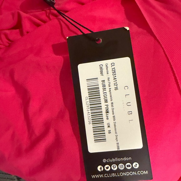 Club L London Fuchsia One-Shoulder Dress Size:US 12 - Picture 4 of 4